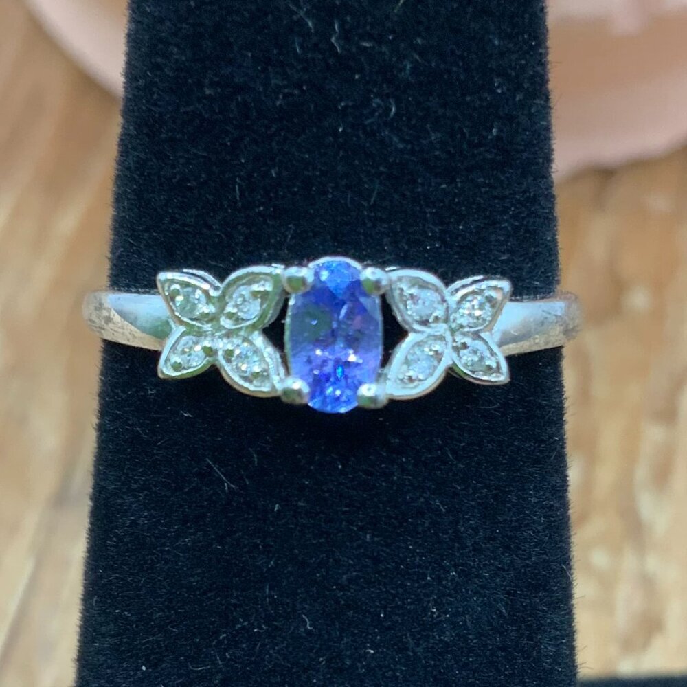 925 Simulated Tanzanite Oval Cut Butterflies Size 6.5
